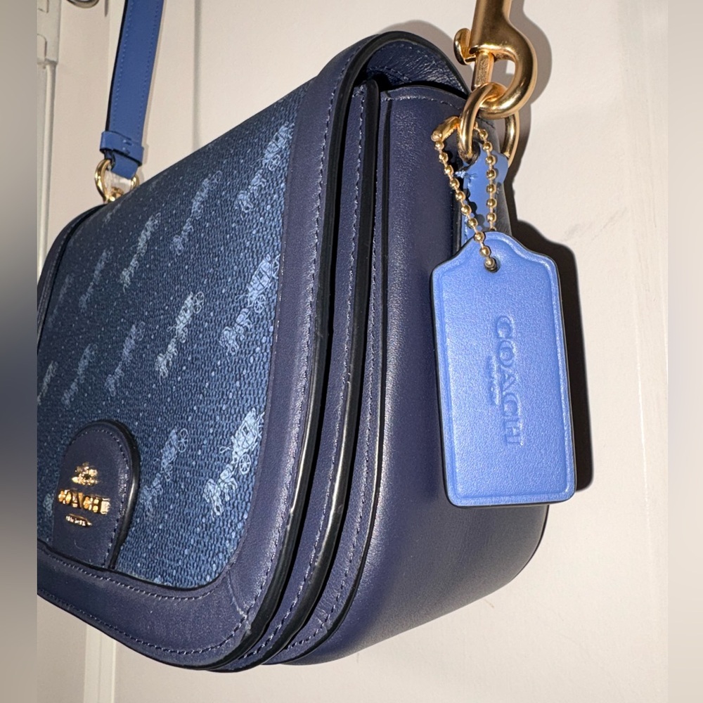 💙 Coach Saddle Bag 20 Signature Canvas & Leather Horse & Carriage C4059 - Picture 3 of 14